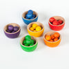 Grapat Wooden bowls with Marbles and Tong